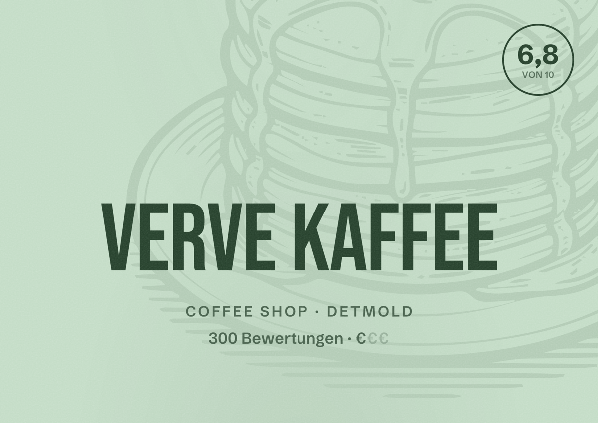 Illustriertes Poster von VERVE KAFFEE, Coffee Shop in Detmold: Bewertung 6,8 von 10 aus 300 Bewertungen, Preisniveau €