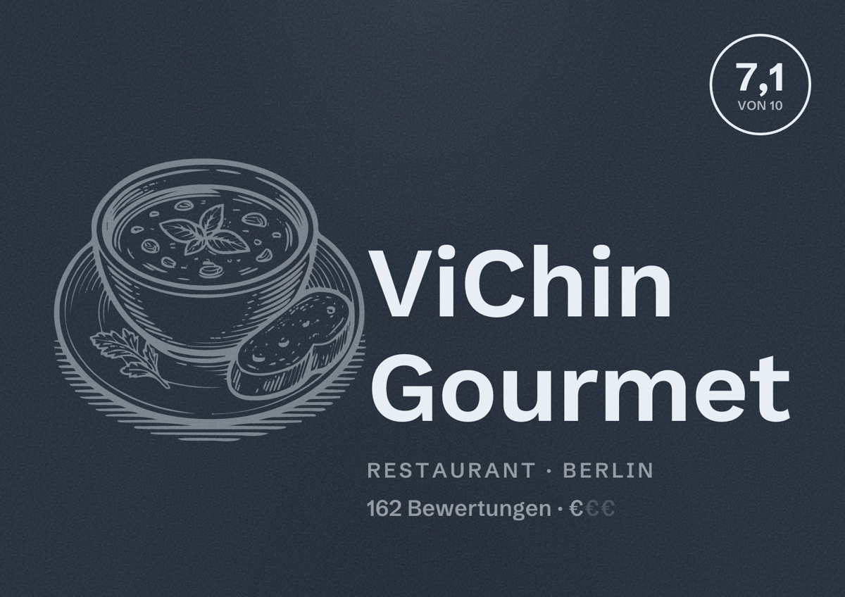 Illustriertes Poster von ViChin Gourmet, Restaurant in Berlin: Bewertung 7,1 von 10 aus 162 Bewertungen, Preisniveau €