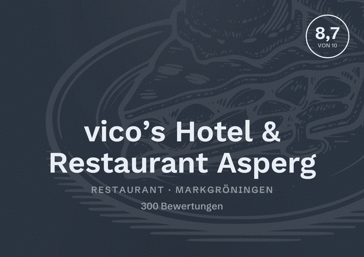 Illustriertes Poster von vico’s Hotel & Restaurant Asperg, Restaurant in Markgröningen: Bewertung 8,7 von 10 aus 300 Bewertungen