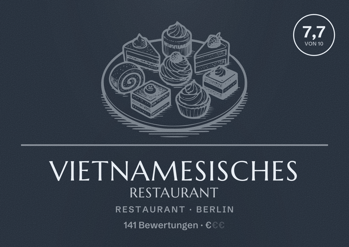 Illustriertes Poster von VIETNAMESISCHES RESTAURANT, Restaurant in Berlin: Bewertung 7,7 von 10 aus 141 Bewertungen, Preisniveau €