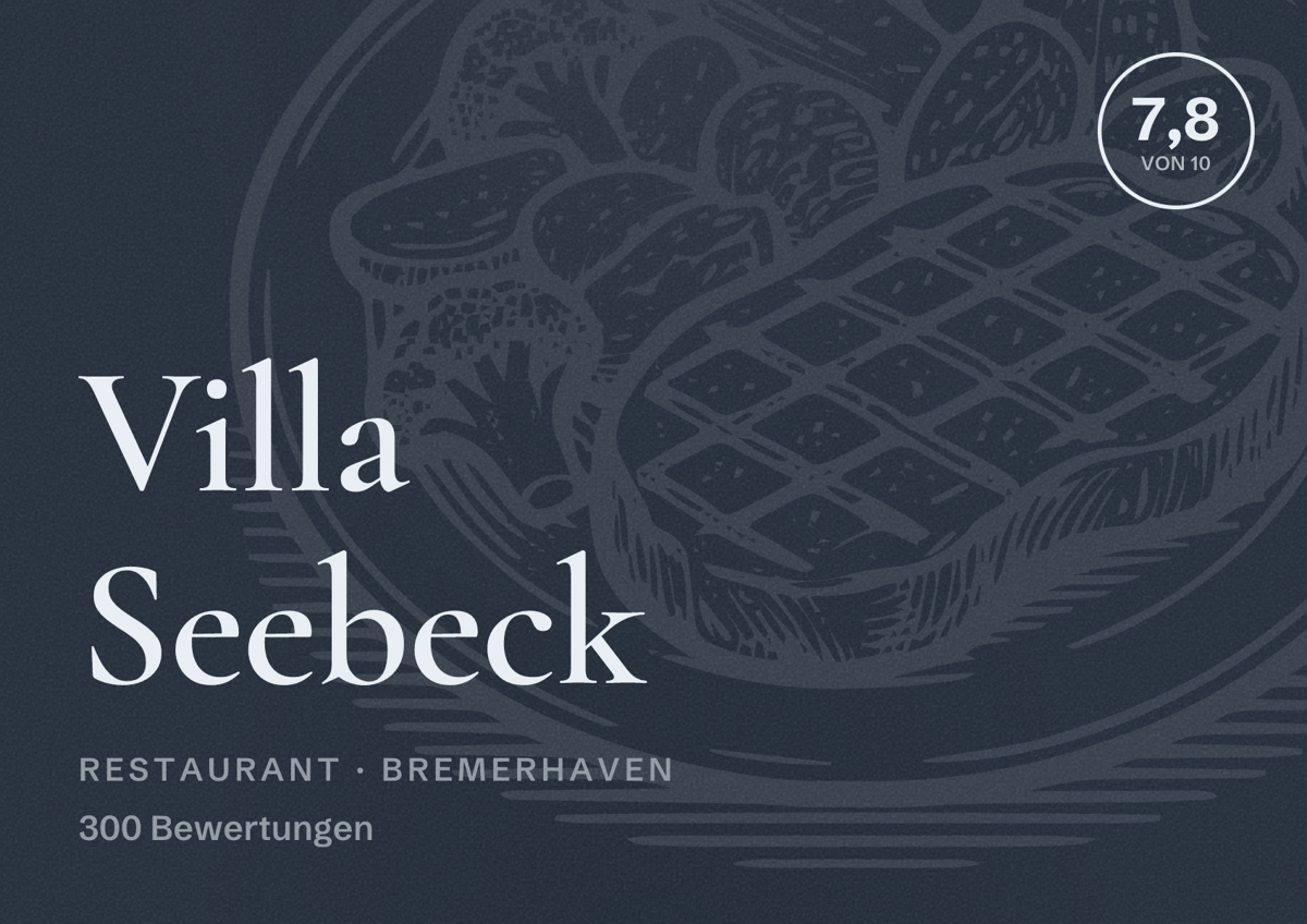 Illustriertes Poster von Villa Seebeck, Restaurant in Bremerhaven: Bewertung 7,8 von 10 aus 300 Bewertungen