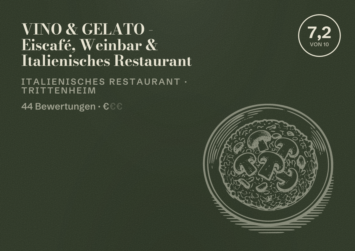 Illustriertes Poster von VINO & GELATO - Eiscafé, Weinbar & Italienisches Restaurant, Italienisches Restaurant in Trittenheim: Bewertung 7,2 von 10 aus 44 Bewertungen, Preisniveau €