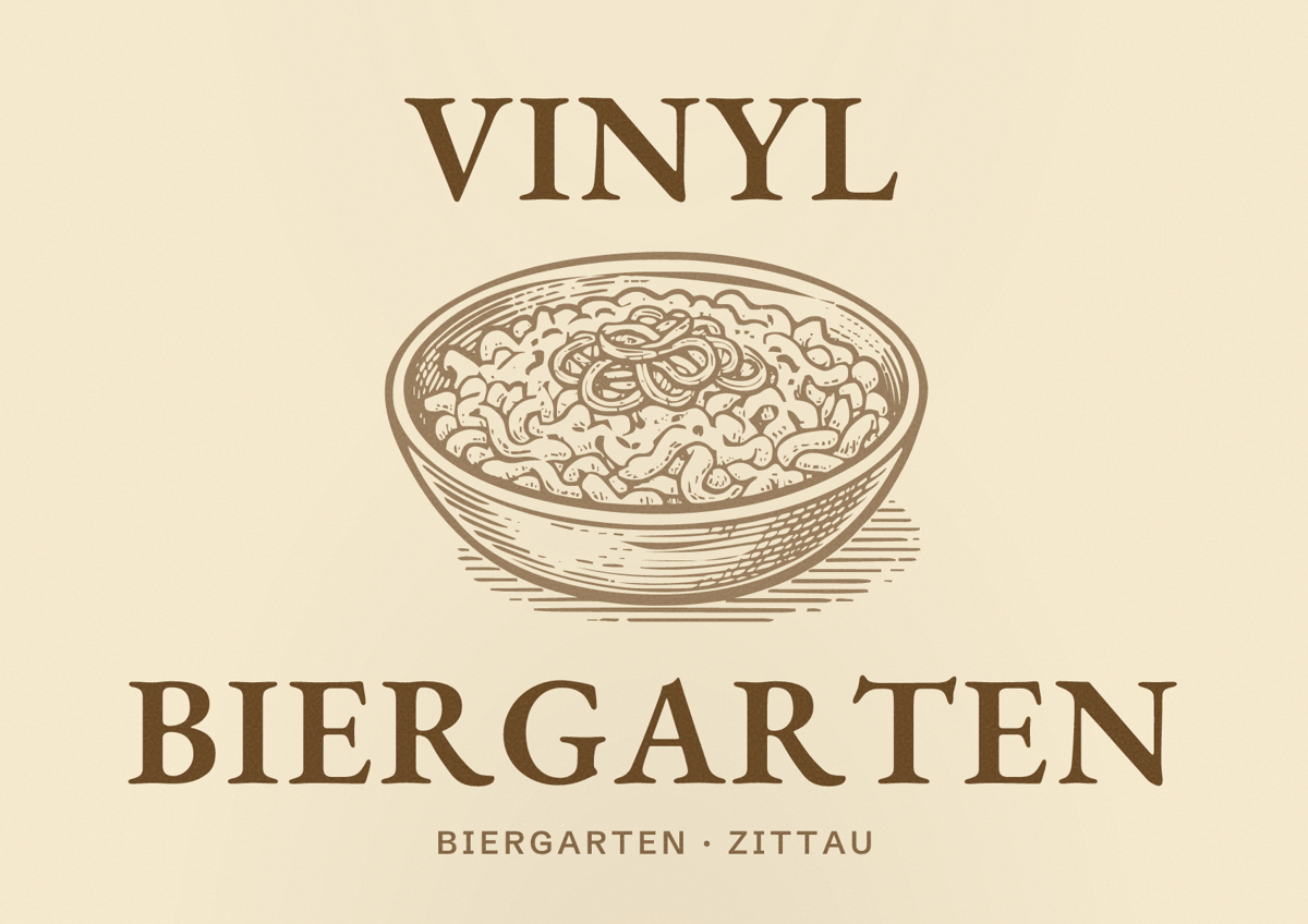 Illustriertes Poster von VINYL Biergarten, Biergarten in Zittau