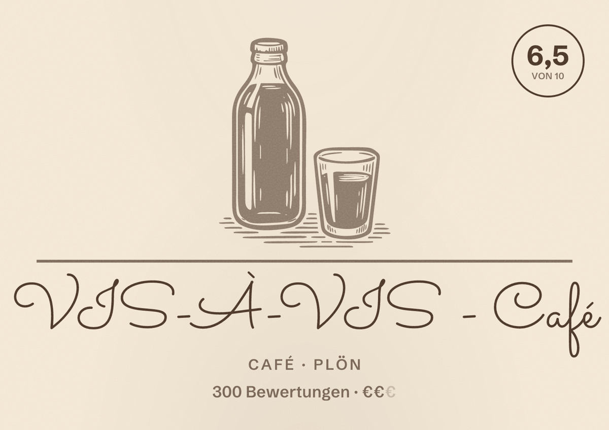 Illustriertes Poster von VIS-À-VIS - Café, Café in Plön: Bewertung 6,5 von 10 aus 300 Bewertungen, Preisniveau €€