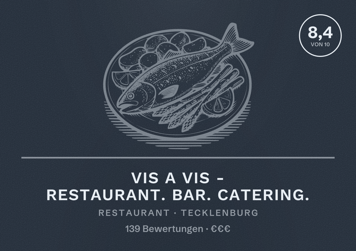 Illustriertes Poster von VIS A ViS - Restaurant. Bar. Catering., Restaurant in Tecklenburg: Bewertung 8,4 von 10 aus 139 Bewertungen, Preisniveau €€€
