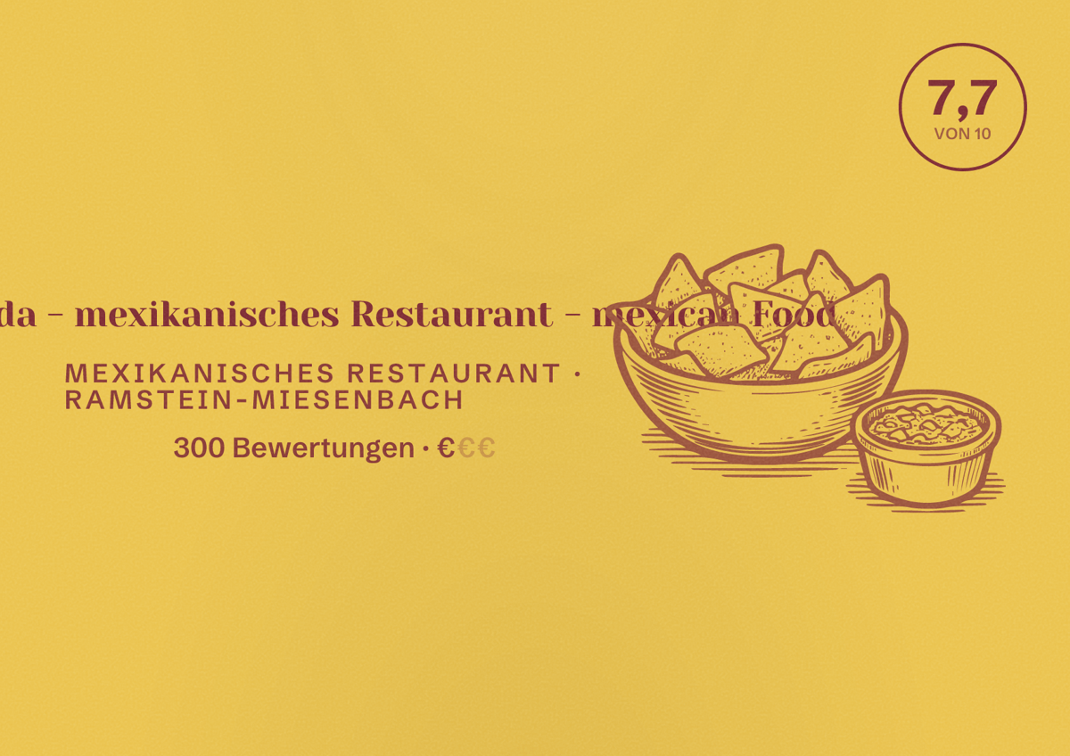 Illustriertes Poster von Viva la vida - mexikanisches Restaurant - mexican Food, Mexikanisches Restaurant in Ramstein-Miesenbach: Bewertung 7,7 von 10 aus 300 Bewertungen, Preisniveau €