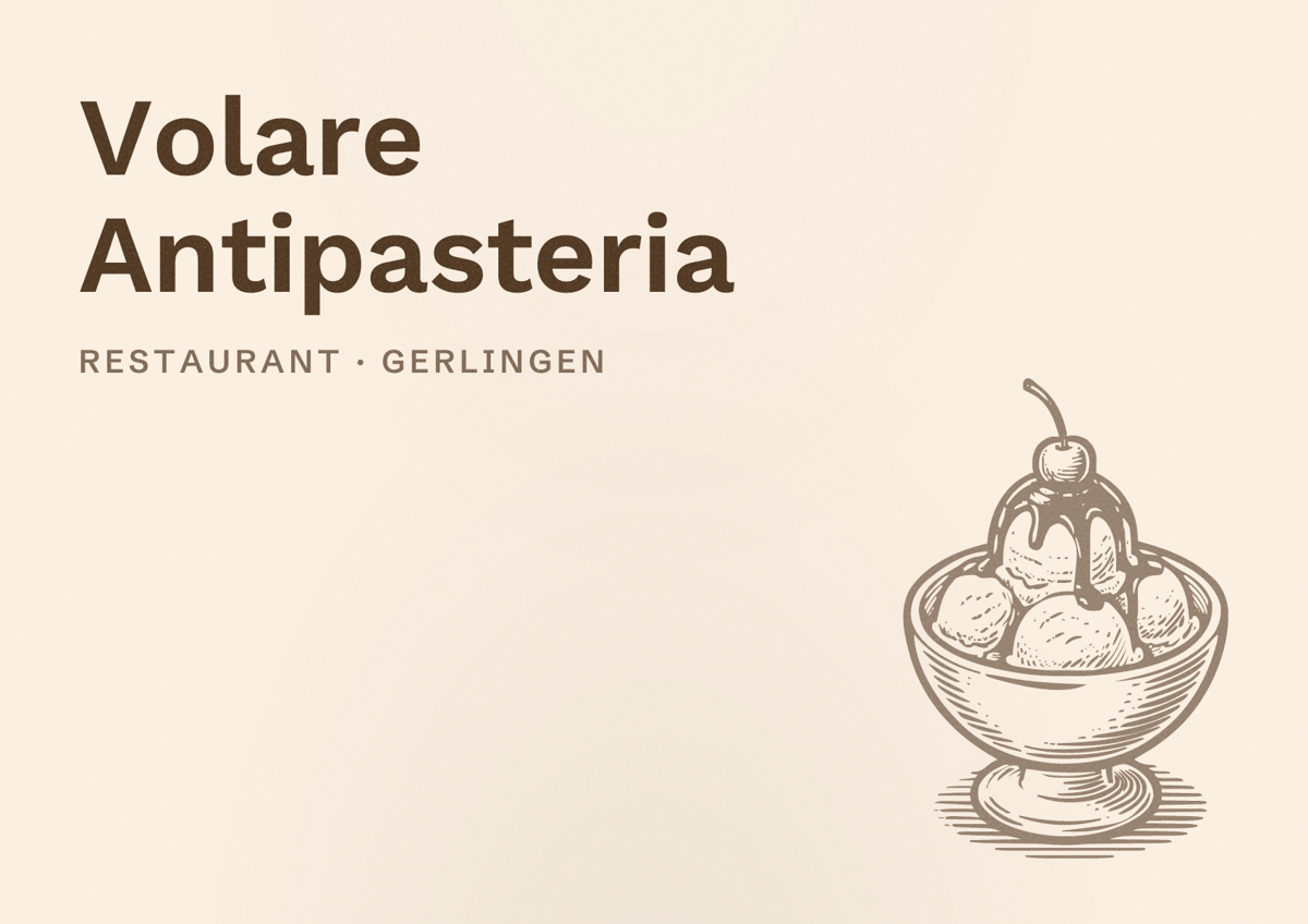 Illustriertes Poster von Volare Antipasteria, Restaurant in Gerlingen