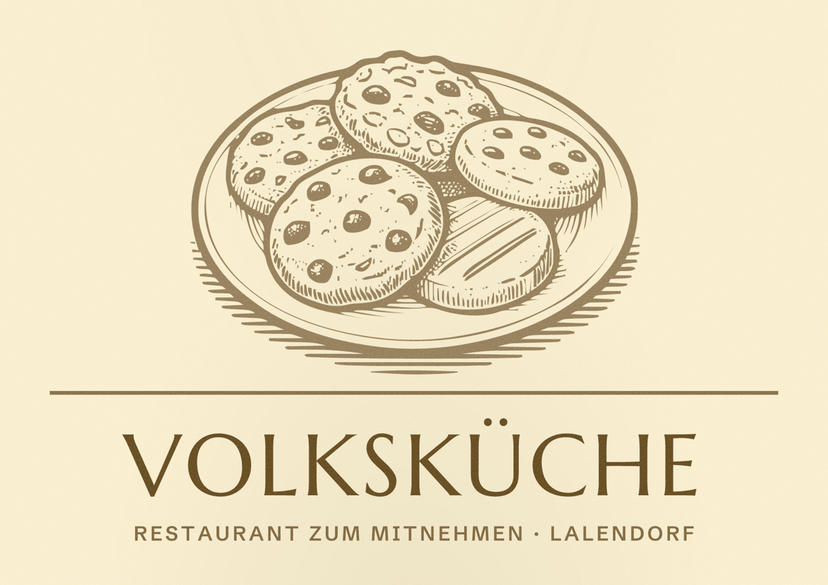Illustriertes Poster von Volksküche, Restaurant zum Mitnehmen in Lalendorf
