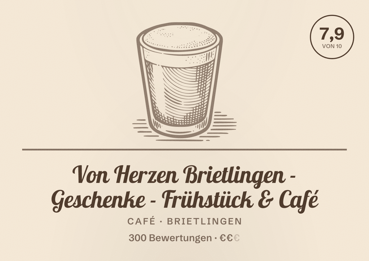 Illustriertes Poster von Von Herzen Brietlingen - Geschenke - Frühstück & Café, Café in Brietlingen: Bewertung 7,9 von 10 aus 300 Bewertungen, Preisniveau €€
