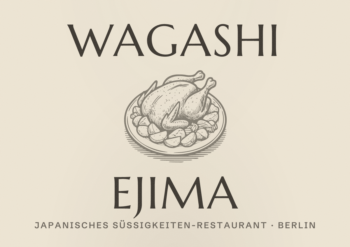 Illustriertes Poster von Wagashi ejima, Japanisches Süßigkeiten-Restaurant in Berlin