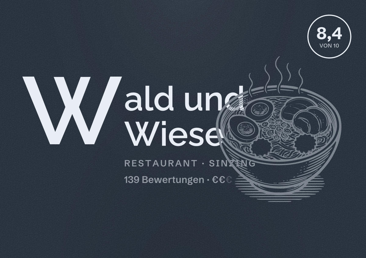 Illustriertes Poster von Wald und Wiese, Restaurant in Sinzing: Bewertung 8,4 von 10 aus 139 Bewertungen, Preisniveau €€