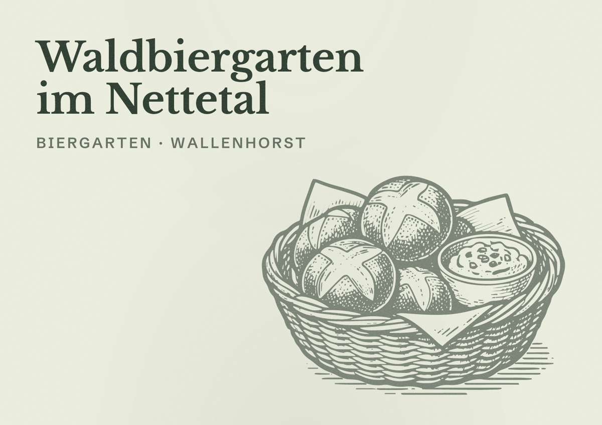 Illustriertes Poster von Waldbiergarten im Nettetal, Biergarten in Wallenhorst