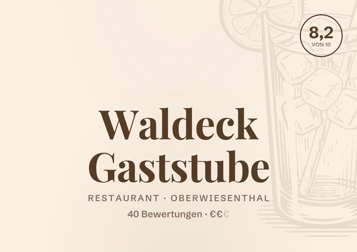 Illustriertes Poster von Waldeck Gaststube, Restaurant in Oberwiesenthal: Bewertung 8,2 von 10 aus 40 Bewertungen, Preisniveau €€