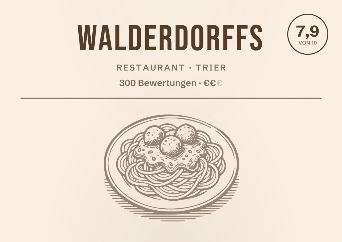 Illustriertes Poster von Walderdorffs, Restaurant in Trier: Bewertung 7,9 von 10 aus 300 Bewertungen, Preisniveau €€