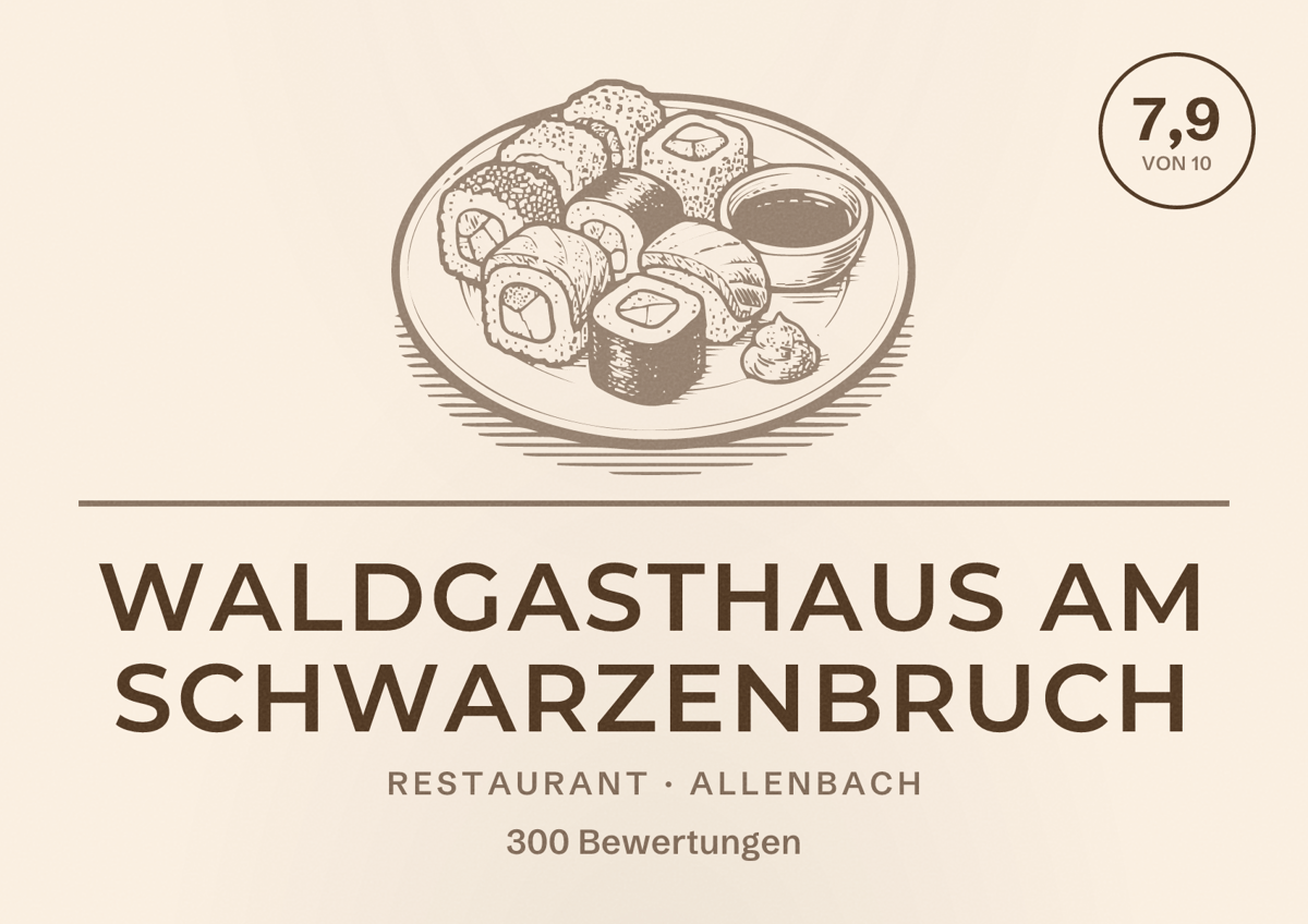 Illustriertes Poster von Waldgasthaus am Schwarzenbruch, Restaurant in Allenbach: Bewertung 7,9 von 10 aus 300 Bewertungen