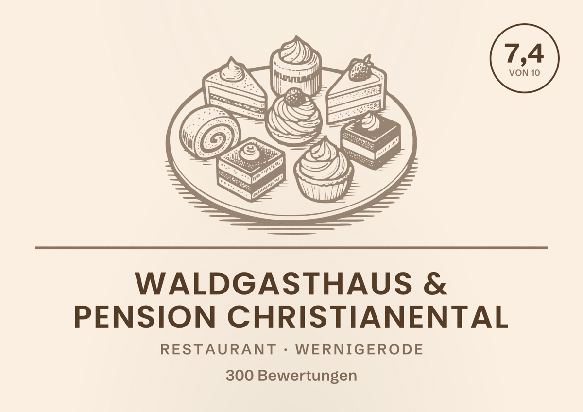 Illustriertes Poster von Waldgasthaus & Pension Christianental, Restaurant in Wernigerode: Bewertung 7,4 von 10 aus 300 Bewertungen