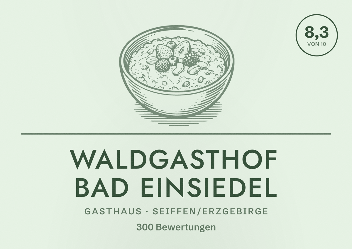 Illustriertes Poster von Waldgasthof Bad Einsiedel, Gasthaus in Seiffen/Erzgebirge: Bewertung 8,3 von 10 aus 300 Bewertungen