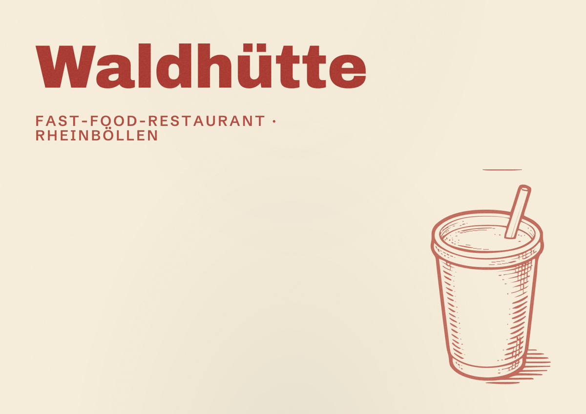 Illustriertes Poster von Waldhütte, Fast-Food-Restaurant in Rheinböllen