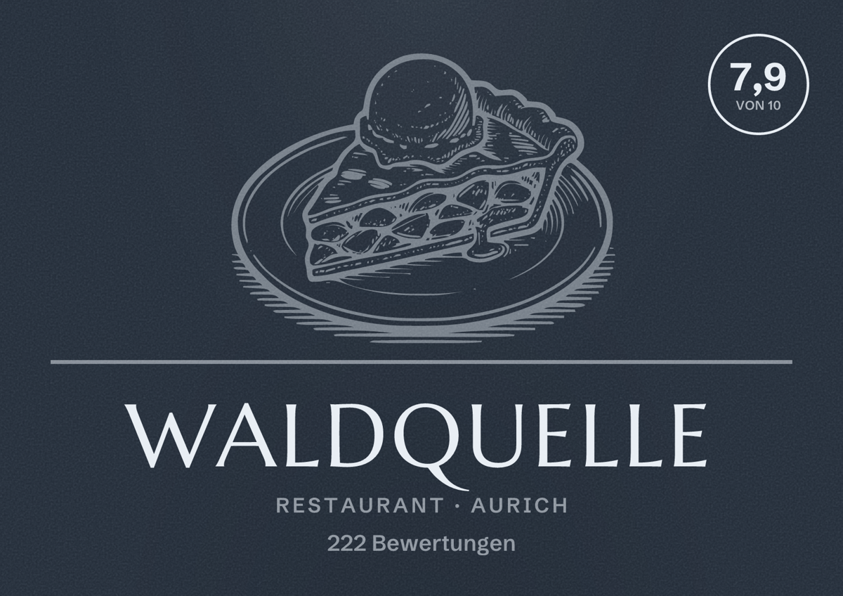 Illustriertes Poster von Waldquelle, Restaurant in Aurich: Bewertung 7,9 von 10 aus 222 Bewertungen