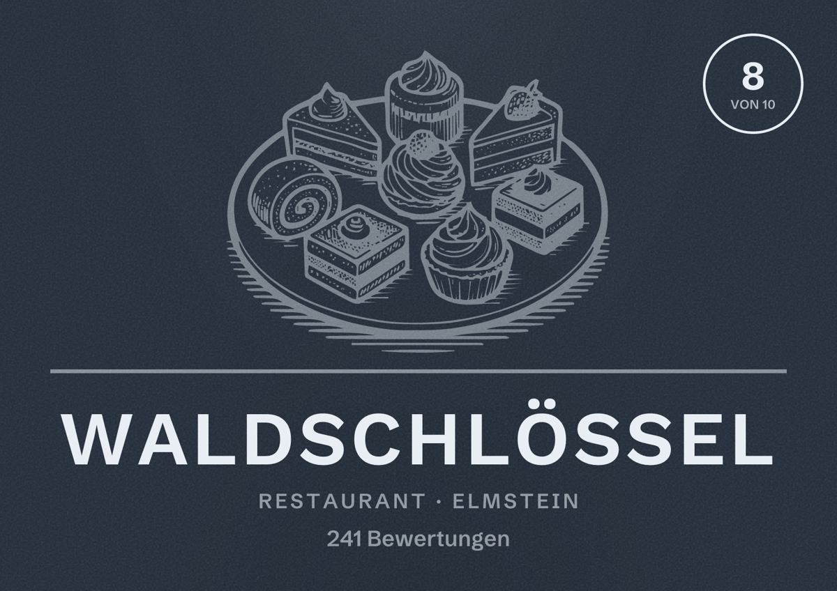 Illustriertes Poster von Waldschlössel, Restaurant in Elmstein: Bewertung 8 von 10 aus 241 Bewertungen