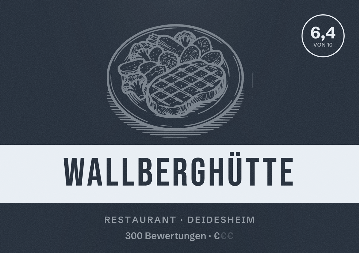 Illustriertes Poster von Wallberghütte, Restaurant in Deidesheim: Bewertung 6,4 von 10 aus 300 Bewertungen, Preisniveau €