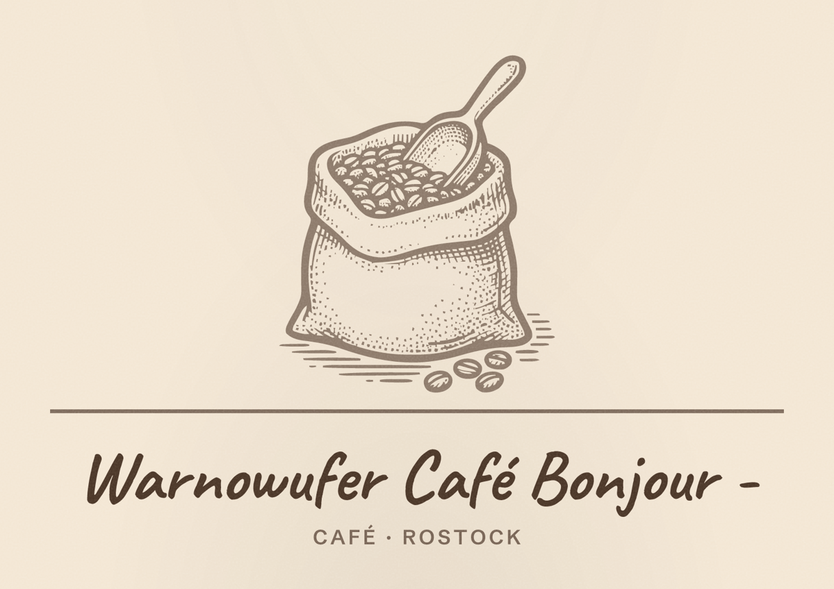 Illustriertes Poster von Warnowufer Café Bonjour -, Café in Rostock