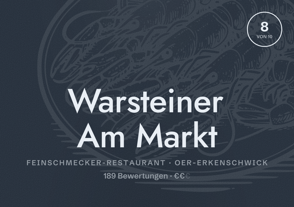 Illustriertes Poster von Warsteiner Am Markt, Feinschmecker-Restaurant in Oer-Erkenschwick: Gästebewertung 8 von 10 aus 189 Bewertungen