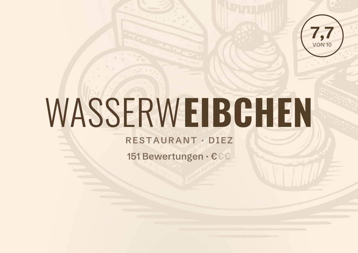 Illustriertes Poster von Wasserweibchen, Restaurant in Diez: Bewertung 7,7 von 10 aus 151 Bewertungen, Preisniveau €