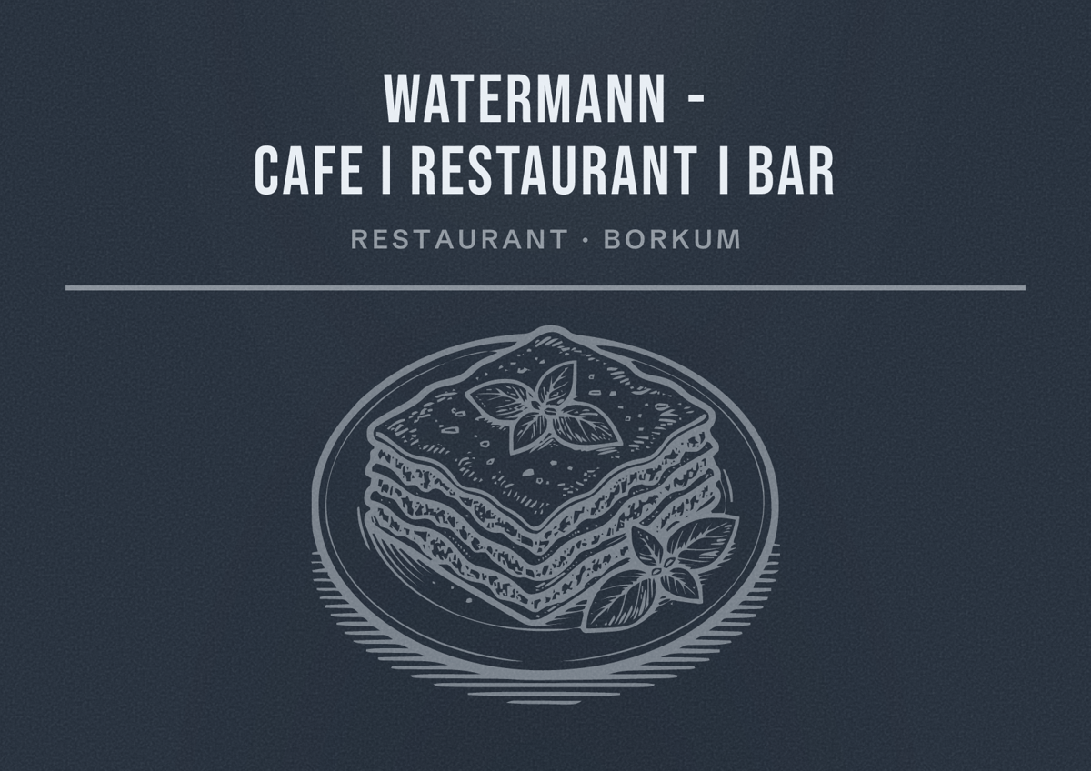 Illustriertes Poster von WATERMANN - CAFE I RESTAURANT I BAR, Restaurant in Borkum