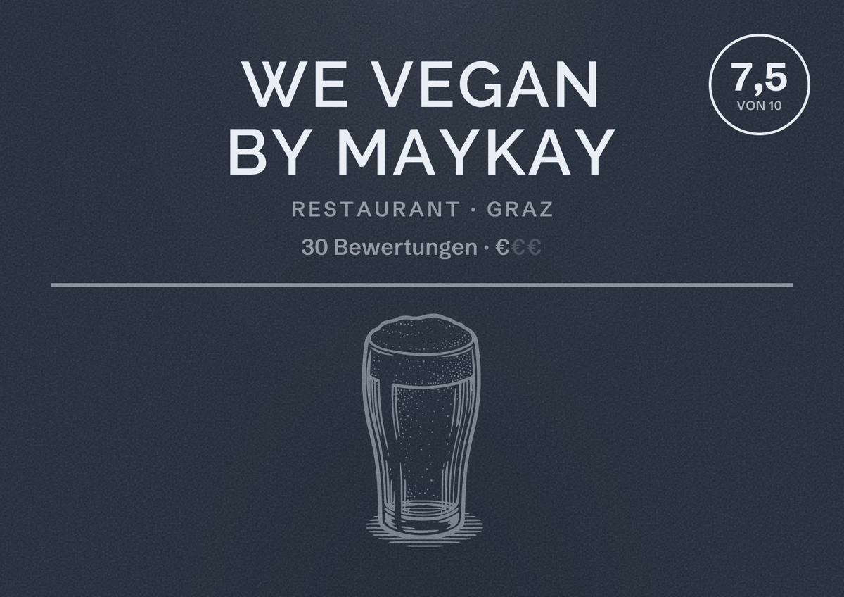 Illustriertes Poster von we vegan by maykay, Restaurant in Graz: Bewertung 7,5 von 10 aus 30 Bewertungen, Preisniveau €