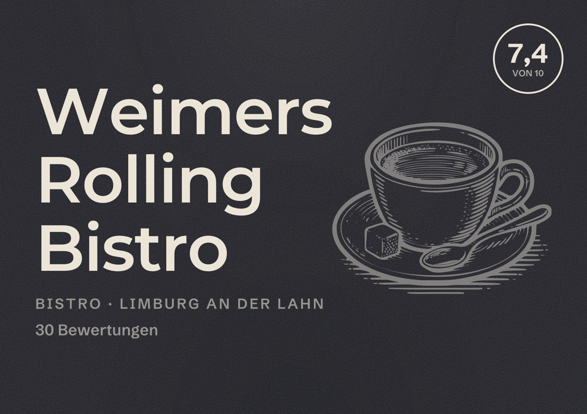 Illustriertes Poster von Weimers Rolling Bistro, Bistro in Limburg an der Lahn: Bewertung 7,4 von 10 aus 30 Bewertungen