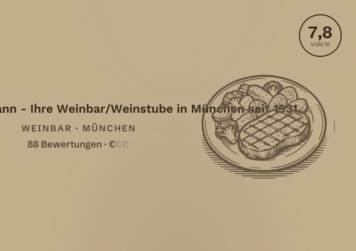 Illustriertes Poster von Wein Feldmann - Ihre Weinbar/Weinstube in München seit 1931, Weinbar in München: Bewertung 7,8 von 10 aus 88 Bewertungen, Preisniveau €