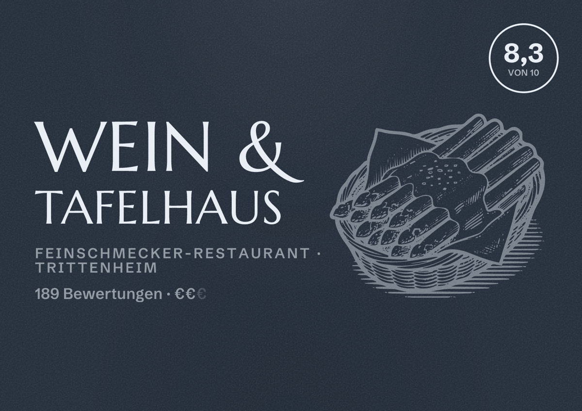 Illustriertes Poster von Wein & Tafelhaus, Feinschmecker-Restaurant in Trittenheim: Bewertung 8,3 von 10 aus 189 Bewertungen, Preisniveau €€