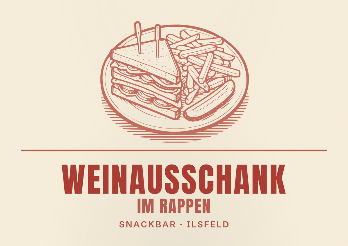 Illustriertes Poster von Weinausschank im Rappen, Snackbar in Ilsfeld