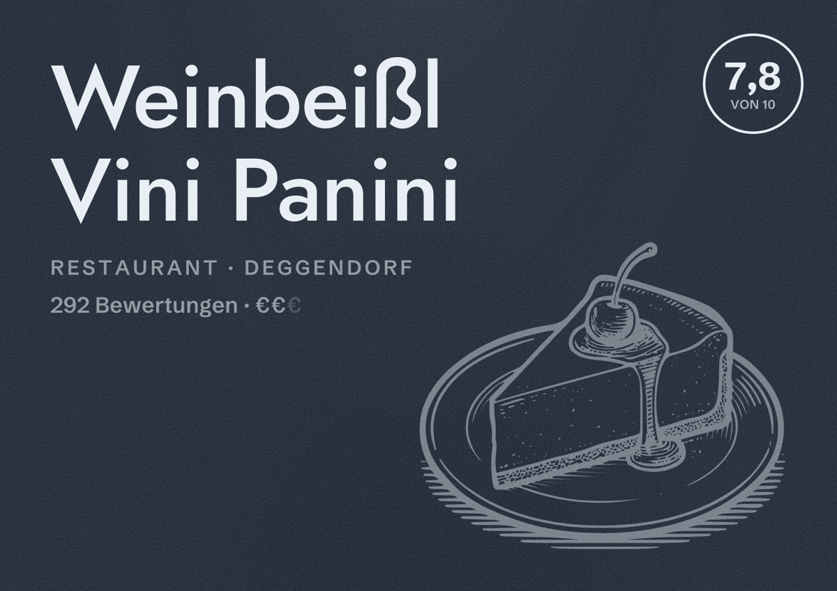 Illustriertes Poster von Weinbeißl Vini Panini, Restaurant in Deggendorf: Bewertung 7,8 von 10 aus 292 Bewertungen, Preisniveau €€