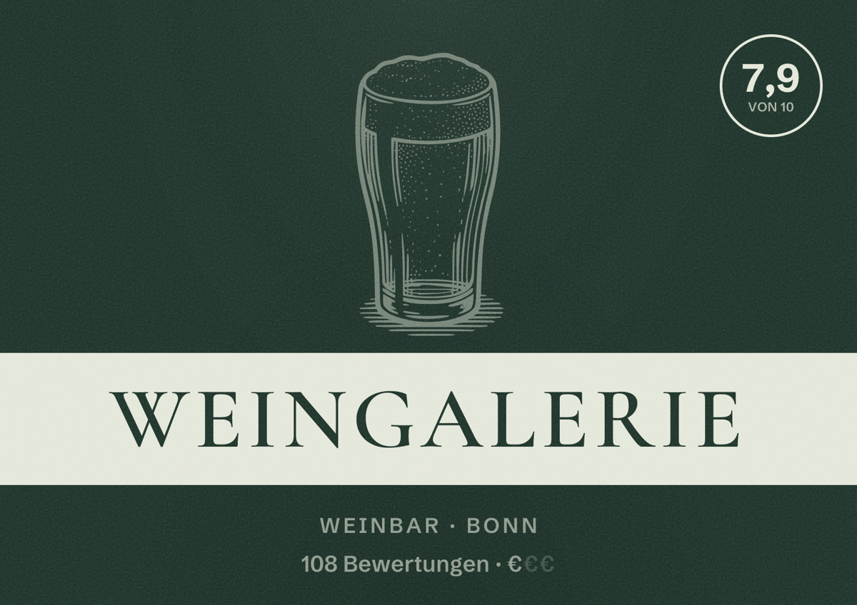 Illustriertes Poster von WeinGalerie, Weinbar in Bonn: Bewertung 7,9 von 10 aus 108 Bewertungen, Preisniveau €