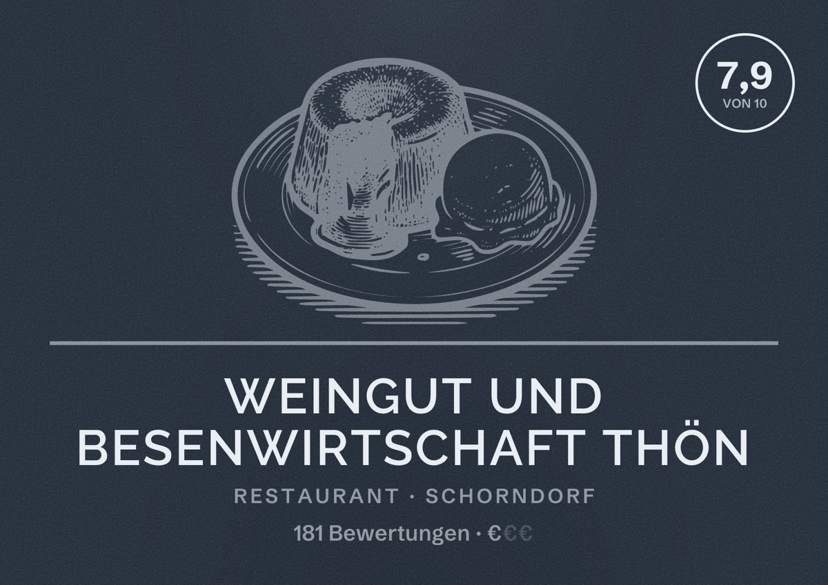 Illustriertes Poster von Weingut und Besenwirtschaft Thön, Restaurant in Schorndorf: Bewertung 7,9 von 10 aus 181 Bewertungen, Preisniveau €