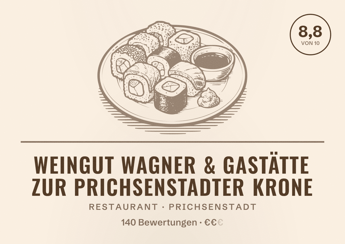 Illustriertes Poster von Weingut Wagner & Gastätte Zur Prichsenstadter Krone, Restaurant in Prichsenstadt: Bewertung 8,8 von 10 aus 140 Bewertungen, Preisniveau €€