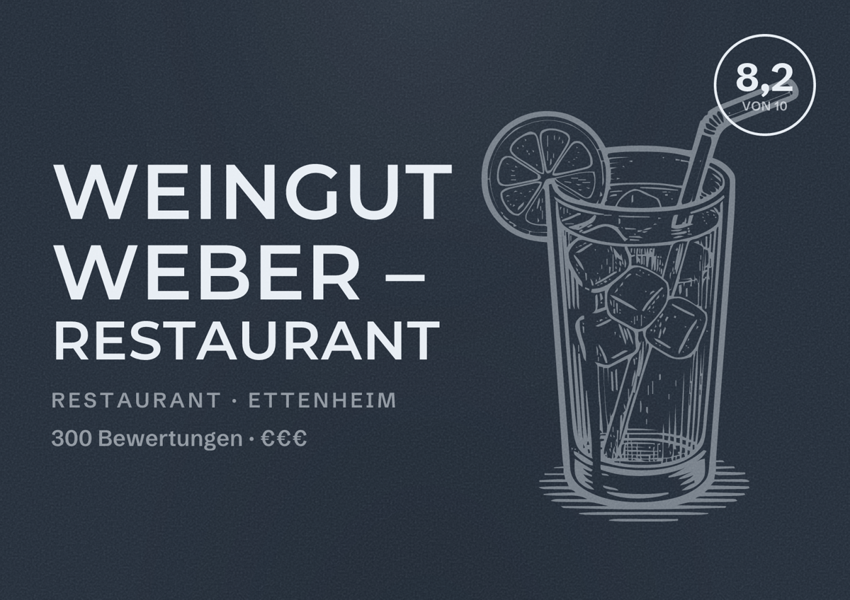 Illustriertes Poster von Weingut Weber – Restaurant, Restaurant in Ettenheim: Bewertung 8,2 von 10 aus 300 Bewertungen, Preisniveau €€€