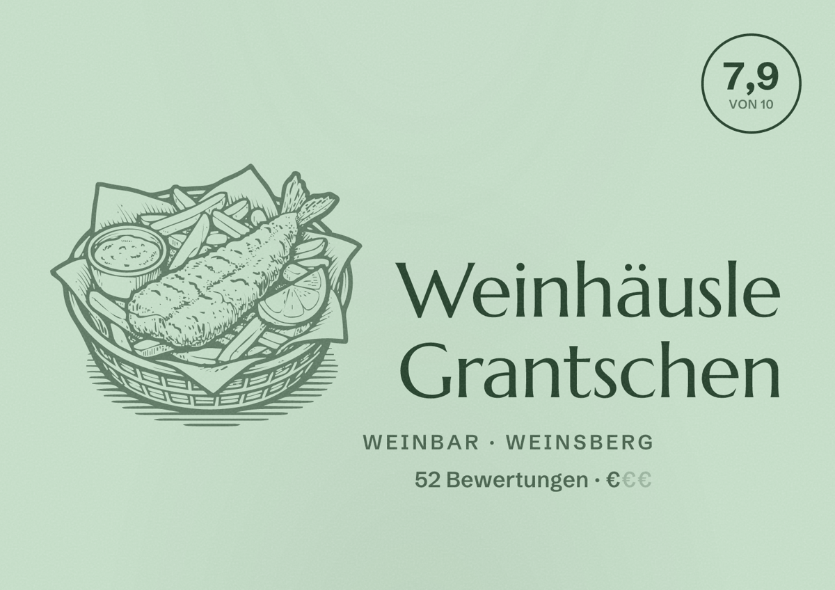 Illustriertes Poster von Weinhäusle Grantschen, Weinbar in Weinsberg: Bewertung 7,9 von 10 aus 52 Bewertungen, Preisniveau €