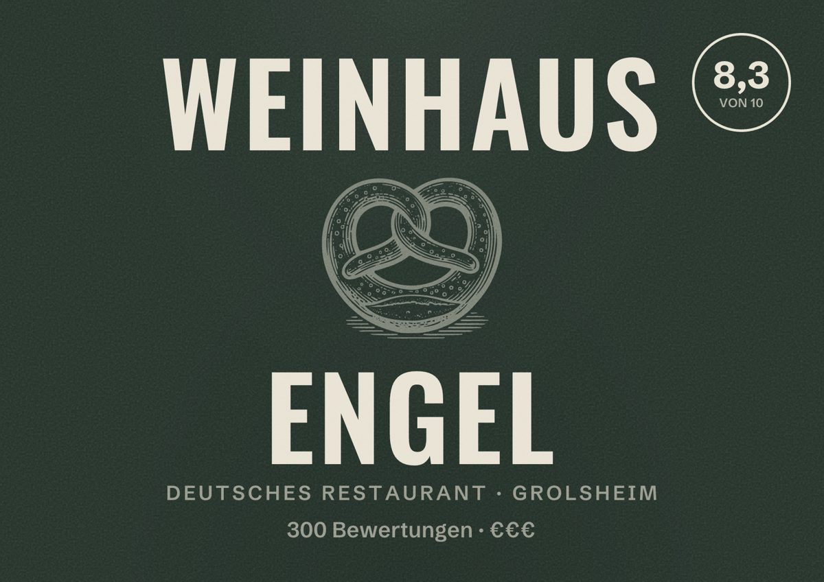 Illustriertes Poster von Weinhaus Engel, Deutsches Restaurant in Grolsheim: Bewertung 8,3 von 10 aus 300 Bewertungen, Preisniveau €€€