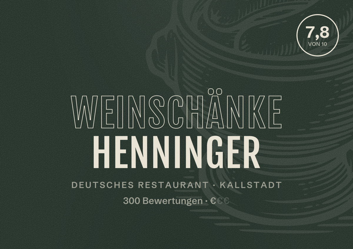 Illustriertes Poster von Weinschänke Henninger, Deutsches Restaurant in Kallstadt: Bewertung 7,8 von 10 aus 300 Bewertungen, Preisniveau €