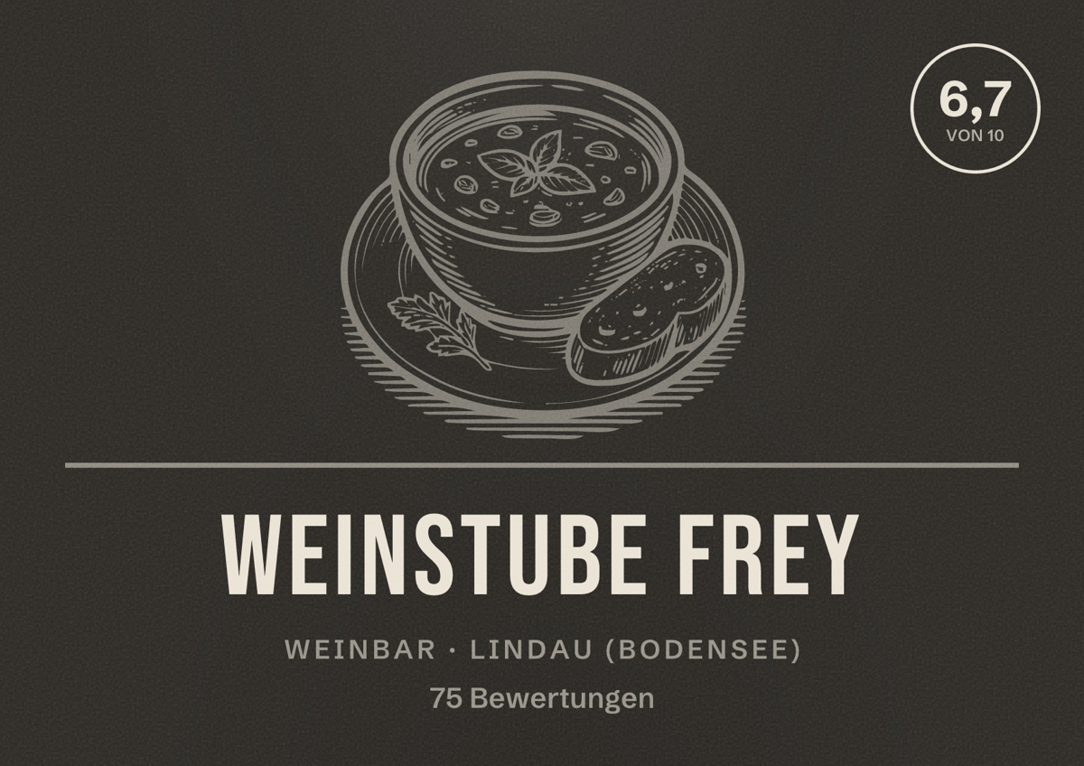 Illustriertes Poster von Weinstube Frey, Weinbar in Lindau (Bodensee): Bewertung 6,7 von 10 aus 75 Bewertungen