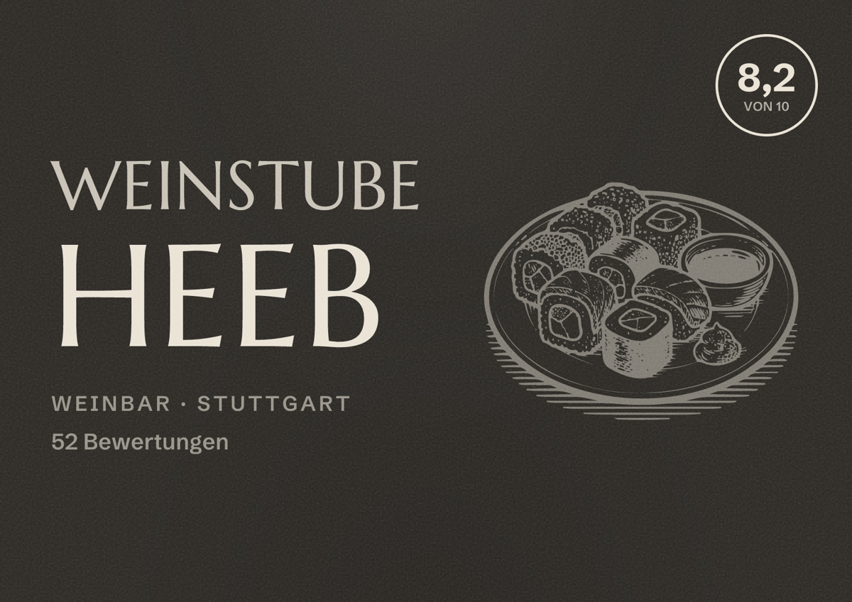 Illustriertes Poster von Weinstube Heeb, Weinbar in Stuttgart: Bewertung 8,2 von 10 aus 52 Bewertungen
