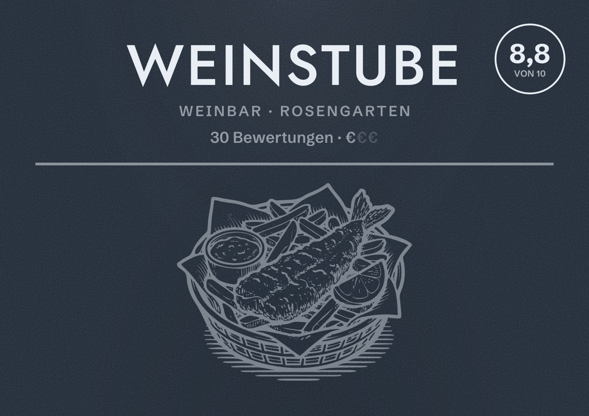 Illustriertes Poster von Weinstube, Weinbar in Rosengarten: Bewertung 8,8 von 10 aus 30 Bewertungen, Preisniveau €