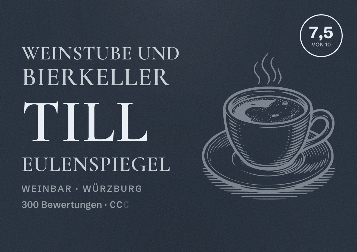 Illustriertes Poster von Weinstube und Bierkeller Till Eulenspiegel, Weinbar in Würzburg: Bewertung 7,5 von 10 aus 300 Bewertungen, Preisniveau €€