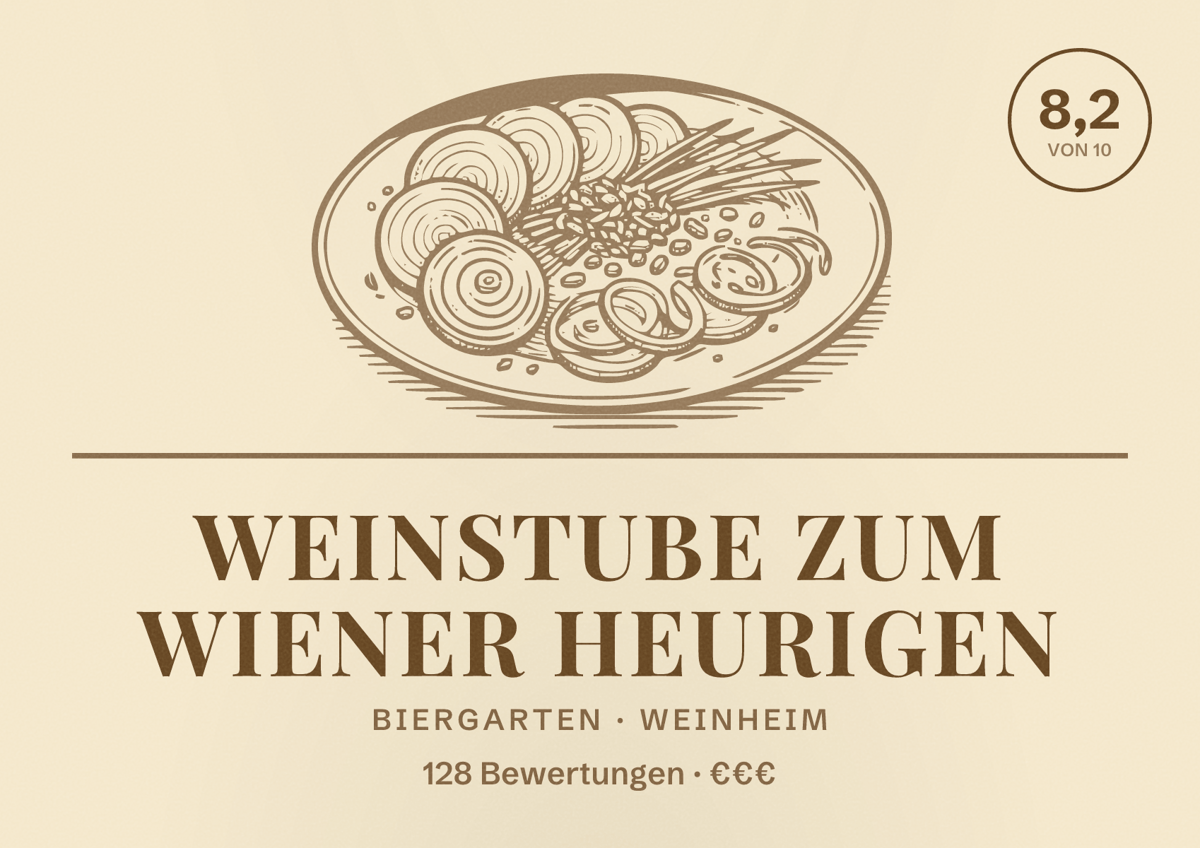 Illustriertes Poster von Weinstube zum Wiener Heurigen, Biergarten in Weinheim: Bewertung 8,2 von 10 aus 128 Bewertungen, Preisniveau €€€