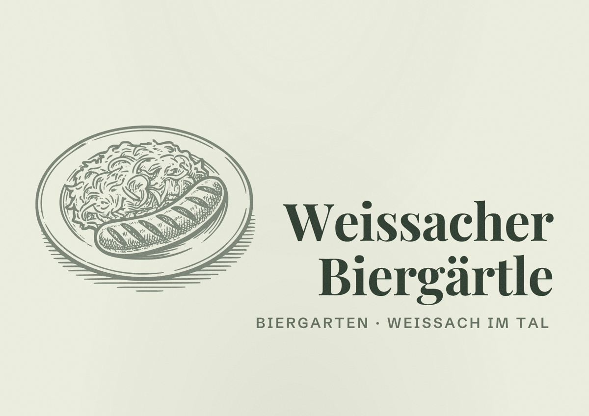 Illustriertes Poster von Weissacher Biergärtle, Biergarten in Weissach im Tal