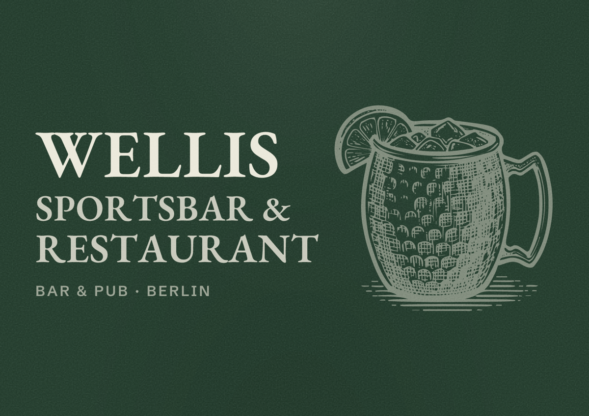 Illustriertes Poster von Wellis Sportsbar & Restaurant, Bar & Pub in Berlin