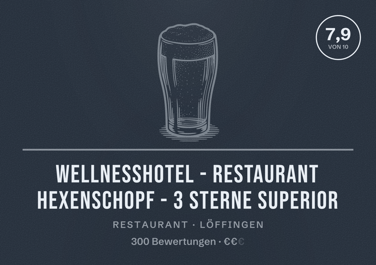 Illustriertes Poster von Wellnesshotel - Restaurant Hexenschopf - 3 Sterne Superior, Restaurant in Löffingen: Bewertung 7,9 von 10 aus 300 Bewertungen, Preisniveau €€